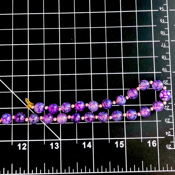 Vintage Amethyst Dragon Vein Glass Bead Necklace RARE! - Picture 11 of 13